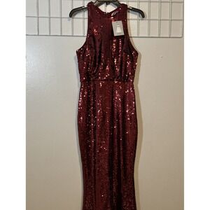 Maniju Women M Dress‎ Burgundy Sequined Cocktail Evening Gown 6282